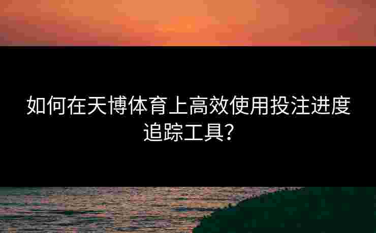 如何在天博体育上高效使用投注进度追踪工具？